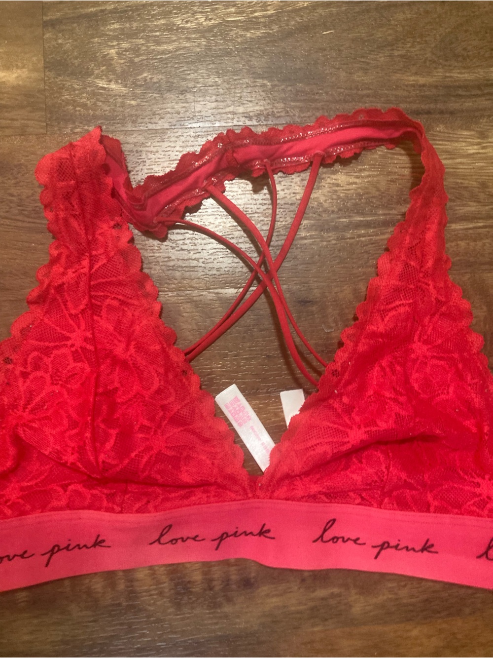 Victoria’s Secret red bralette size medium like new euc back cross cross designs